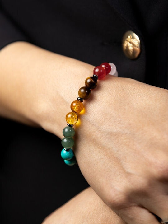 Chakra Bracelet Semi-precious Stones Pink Quartz 8mm Beads Makara