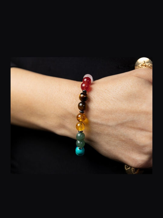 Chakra Bracelet Semi-precious Stones Pink Quartz 8mm Beads Makara