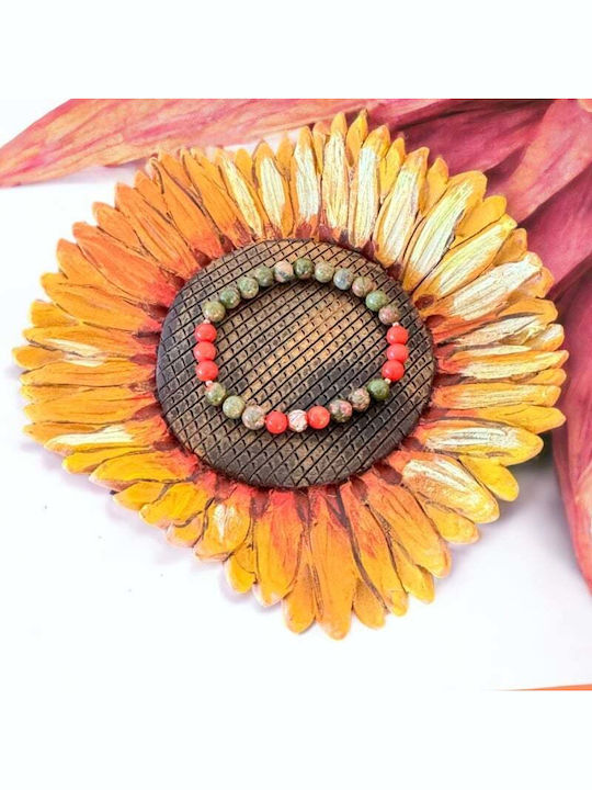 Matilda Women's Bracelet Made Orange Coral Unakite Rose Gold Plated Silver Accessories Matilda Women's Bracelet Made Orange Coral Unakite Rose Gold Plated Silver Accessories
