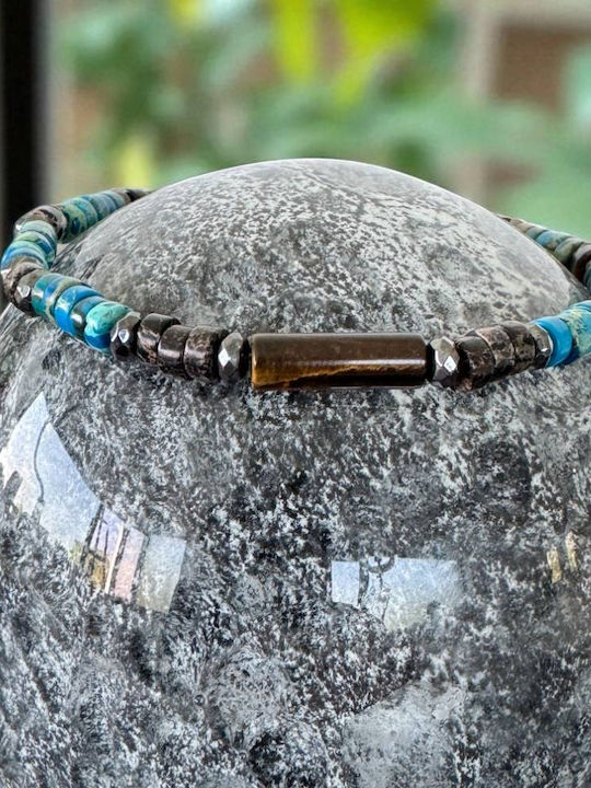 Caspian Men's Bracelet Marine Sediment Rondelles Hematite Tiger's Eye Caspian Men's Bracelet Marine Sediment Rondelles Hematite Tiger's Eye