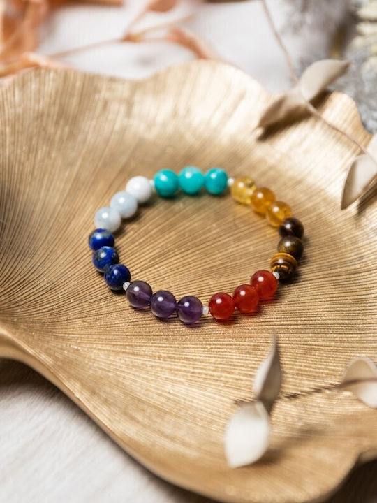 Brățară Nina 7 Chakre Din Ametist Lapis Lazuli Angelit Amazonit Citrin Ochi De Tigru Jad Roșu Cristale