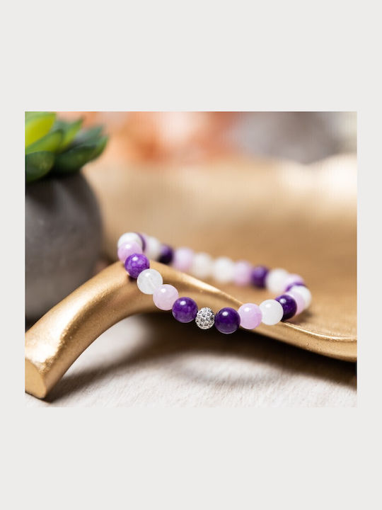 Natural Stone Bracelet Girls Kelli Made Moonstone Purple Jade Crystals 6mm Beads Natural Stone Bracelet Girls Kelli Made Moonstone Purple Jade Crystals 6mm Beads