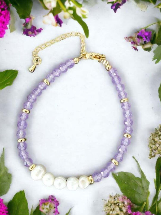 Natya Friendship Bracelet Made Amethyst Crystals Natural Pearls