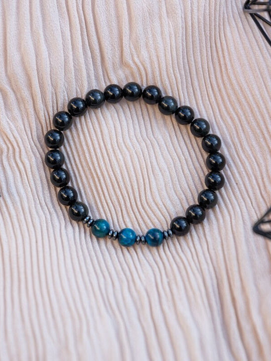 Brățară Handmade Pentru Bărbați Elam Din Ochi Protector Tigru Albastru Regal Obsidian Mărgele 8mm