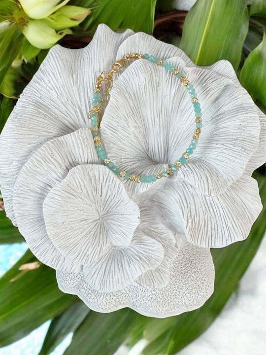 Brățară Elegantă Handmade Pentru Femei Nabila Amazonit Argint 925 Placat Cu Aur