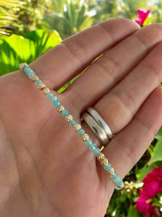 Brățară Elegantă Handmade Pentru Femei Nabila Amazonit Argint 925 Placat Cu Aur