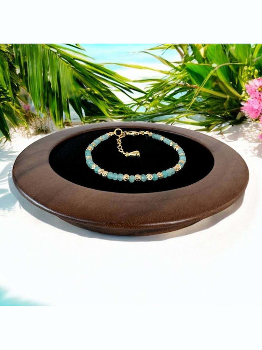 Brățară Elegantă Handmade Pentru Femei Nabila Amazonit Argint 925 Placat Cu Aur