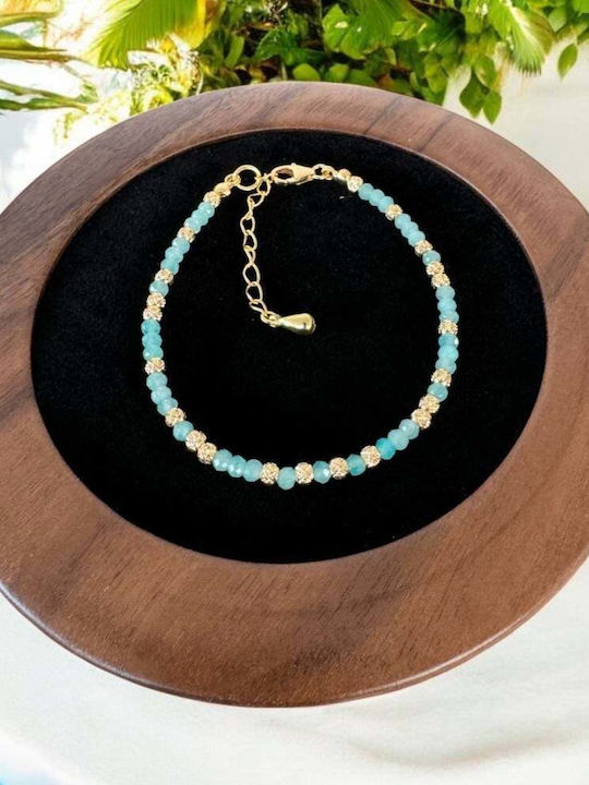 Brățară Elegantă Handmade Pentru Femei Nabila Amazonit Argint 925 Placat Cu Aur