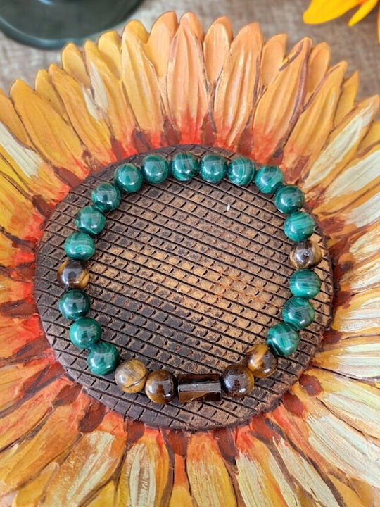 Men's Hajari Bracelet Made Natural Malachite Crystals Tiger's Eye