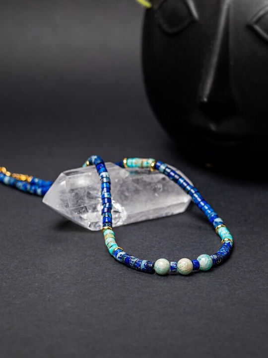 Nirmay Colier Choker Din Pietre Naturale Jasper Sediment Placat Cu Aur 14k Închizătoare Din Argint 925