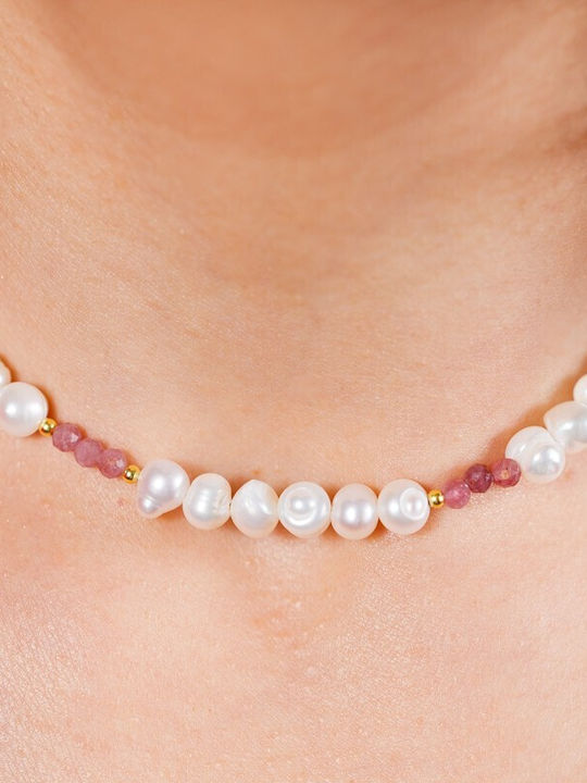 Colier Choker Cu Mărgele Naturale Roz Turmalină Topaz Amazonit Ametist Cristale În Argint 925 Placat Cu Aur