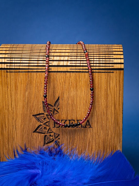 Colier Choker Ania Din Spinel Negru Granat Pietre Semiprețioase Închizătoare Argint 925