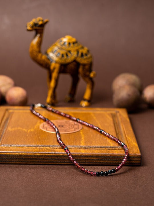 Colier Choker Ania Din Spinel Negru Granat Pietre Semiprețioase Închizătoare Argint 925