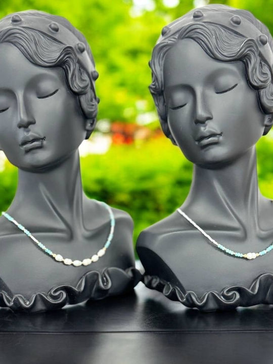 Colier Choker Elegant Isra Din Argint Placat Cu Aur Cu Amazonit Cristale Perle Miyuki