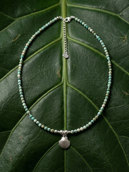 Colier Elegant Pentru Femei Marina Cu Charm Din Scoică Naturală De Turcoaz Peruvian Argint 925 Reglabil Colier Elegant Pentru Femei Marina Cu Charm Din Scoică Naturală De Turcoaz Peruvian Argint 925 Reglabil