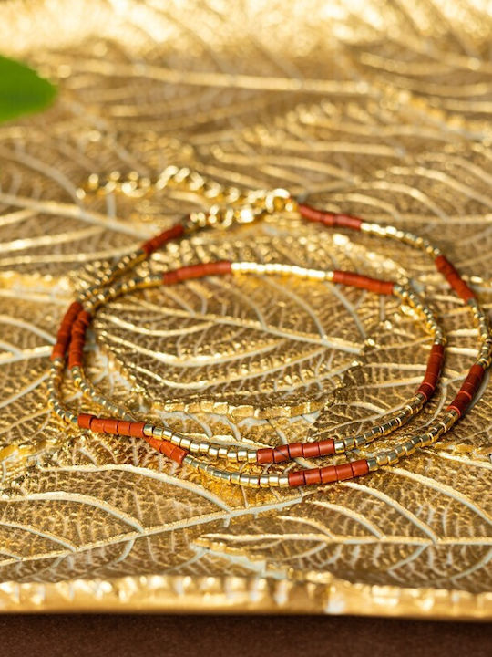 Colier Cu Piatra Semiprețioasă Jasper Roșu Choker Elegant Din Piatră Naturală Vania Sunstone Miyuki Seed Placat Cu Aur 18k