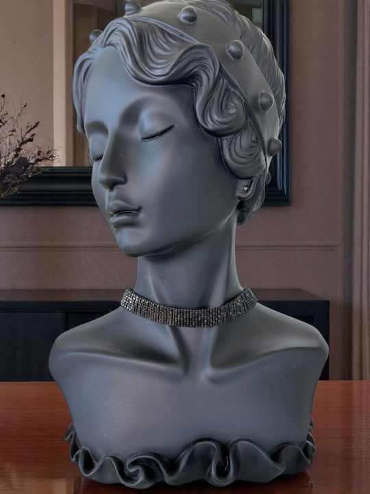 Colier Choker Lat Elegant Handmade Elian Din Mărgele Miyuki Maro Metalic Negru