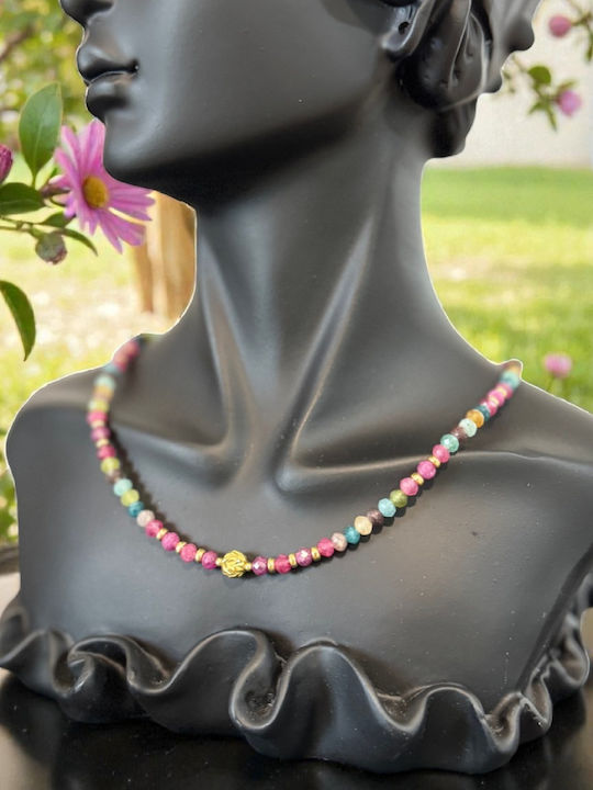 Colier Vesel Multicolor Din Argint Placat Cu Aur Accesorii Reglabile
