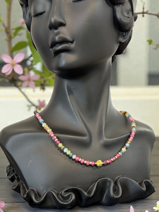 Colier Vesel Multicolor Din Argint Placat Cu Aur Accesorii Reglabile