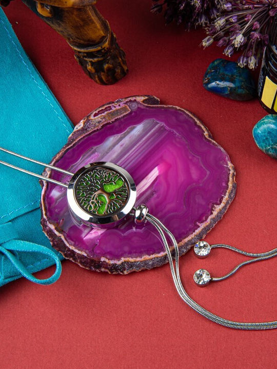Aromatherapy Pendant Tree Life Heart Stainless Steel Snake Chain 52.5 Cm