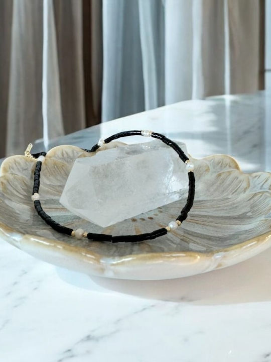 Colier Choker Lenny Din Cristale De Agat Negru Mărgele Naturale Placat Cu Aur Colier Choker Lenny Din Cristale De Agat Negru Mărgele Naturale Placat Cu Aur