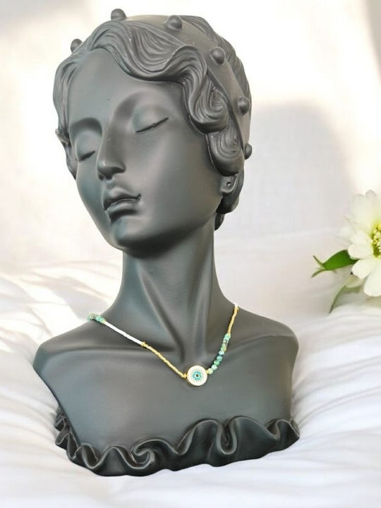 Miyuki Bead African Turquoise Enlai Necklace Evil Eye Gold Plated