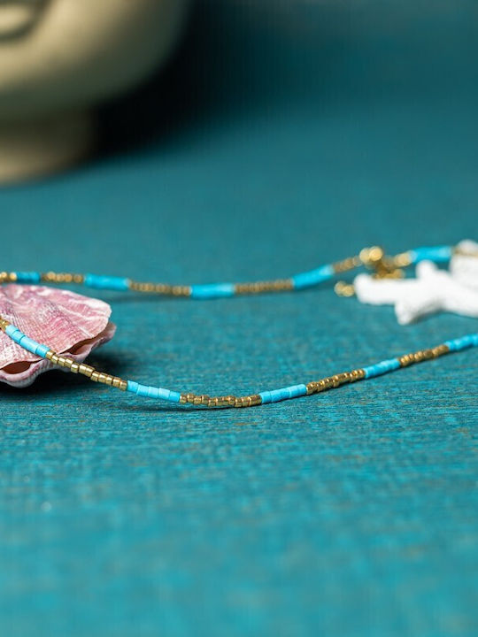 Colier Elegant Choker Placat Cu Aur 18k Cu Pietre Semiprețioase Turcoaz Natural Vania Sunstone Miyuki