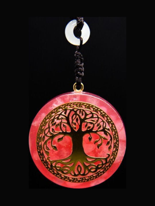 Orgonic Pendant “agni” In Rose Crystal Tree Life Symbol 3.6cm