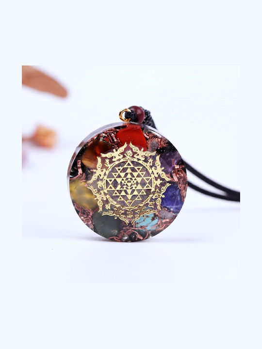 Orgonite 7 Chakras Semi-precious Stone Pendant Cybele Sriyantra Symbol