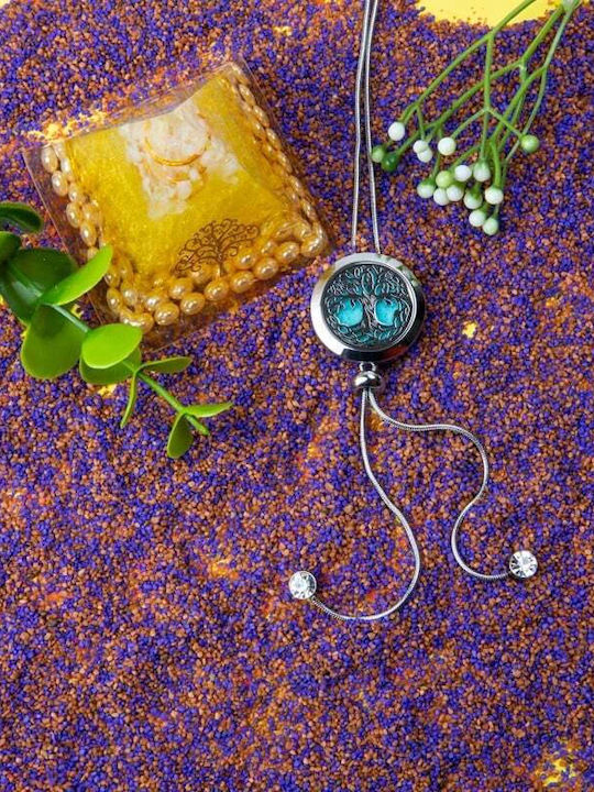 Essential Oil Diffuser Pendant Aromatherapy Tree Life Stainless Steel Snake Chain 52.5 Cm