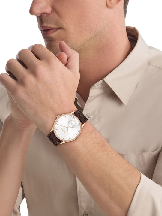 Calvin Klein Tailored Tailored Ceas Bărbătesc 42mm Cu Baterie Cu Curea Din Piele Argintie