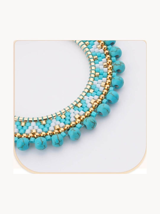 Priya Round Turquoise Earrings Handmade From Miyuki Beads Bohemian Design