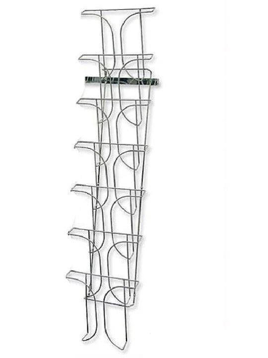 Стенно Монтиран Калъф За Списания Сребрист 25x12x120см