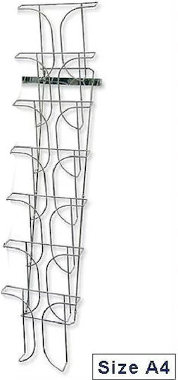 Стенно Монтиран Калъф За Списания Сребрист 25x12x120см