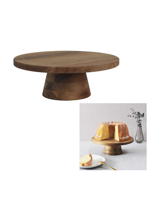 HowHomely Wooden Cake Stand With Stand Beige