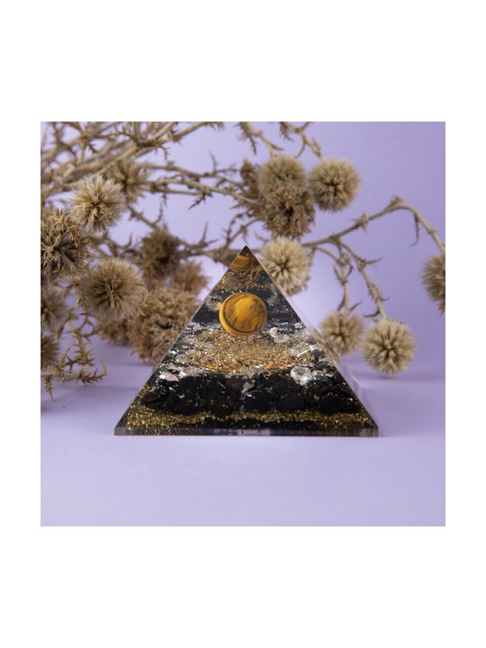 Orgone Pyramide Tiger Obsidian Kristall Weißer Quarz Kupferpulver Kupferspiralen