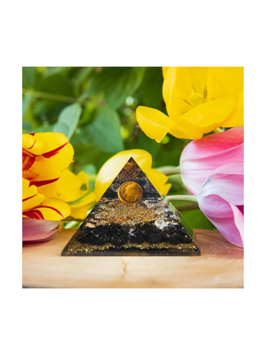 Orgone Pyramide Tiger Obsidian Kristall Weißer Quarz Kupferpulver Kupferspiralen
