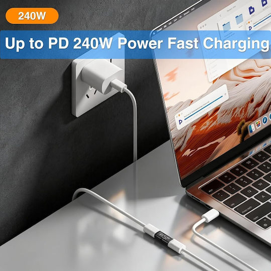 Nsp Конвертор Type C женски към Type C женски 80Gbps 240W 48V 5A Алуминий Черен