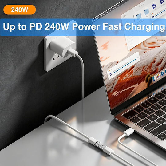 Nsp Конвертор Type C Женски To Type C Женски 80gbps 240w 48v 5a Алуминий Сребрист