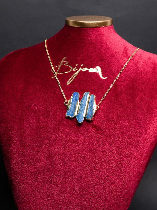 Chain Kyanite Crystal Pendant Saloni 18k Gold Plated