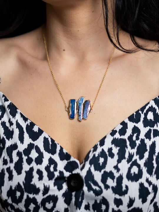 Chain Kyanite Crystal Pendant Saloni 18k Gold Plated