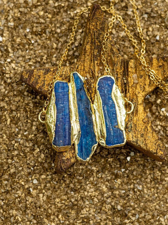 Chain Kyanite Crystal Pendant Saloni 18k Gold Plated