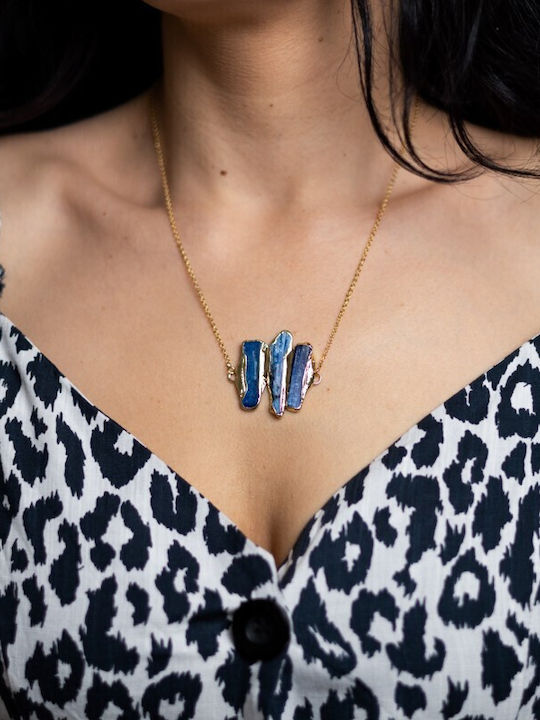 Chain Kyanite Crystal Pendant Saloni 18k Gold Plated
