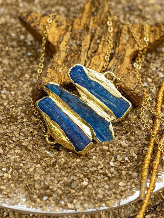 Chain Kyanite Crystal Pendant Saloni 18k Gold Plated