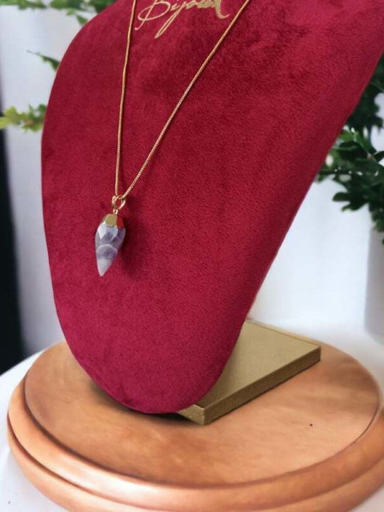 Amethyst Kristall Halskette Facettierte Träne Form Vergoldet