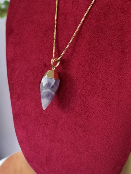 Amethyst Kristall Halskette Facettierte Träne Form Vergoldet