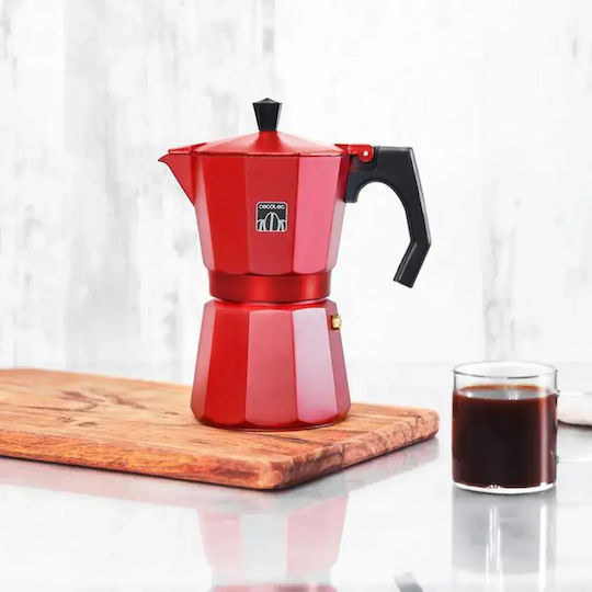 Cecotec 600 Μπρίκι Espresso 6cups Inox Κόκκινο