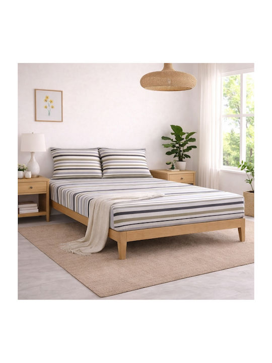 My Home Luxury King Size Bed Sheets Set With Rubber Hugger 180x200+30cm Vallita (4 Pieces)