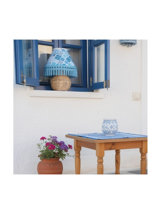 Oxygen Table Lamp for E27 Fitting with Blue Shade and Base