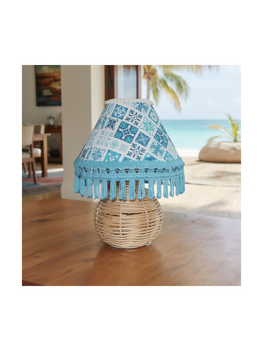 Oxygen Table Lamp for E27 Fitting with Blue Shade and Base